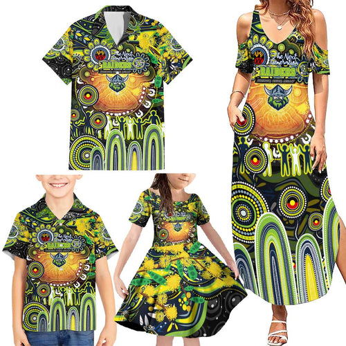 Personalised NAIDOC Week 2025 Raiders Rugby Family Matching Summer Maxi Dress and Hawaiian Shirt Aboriginal Dot Painting
