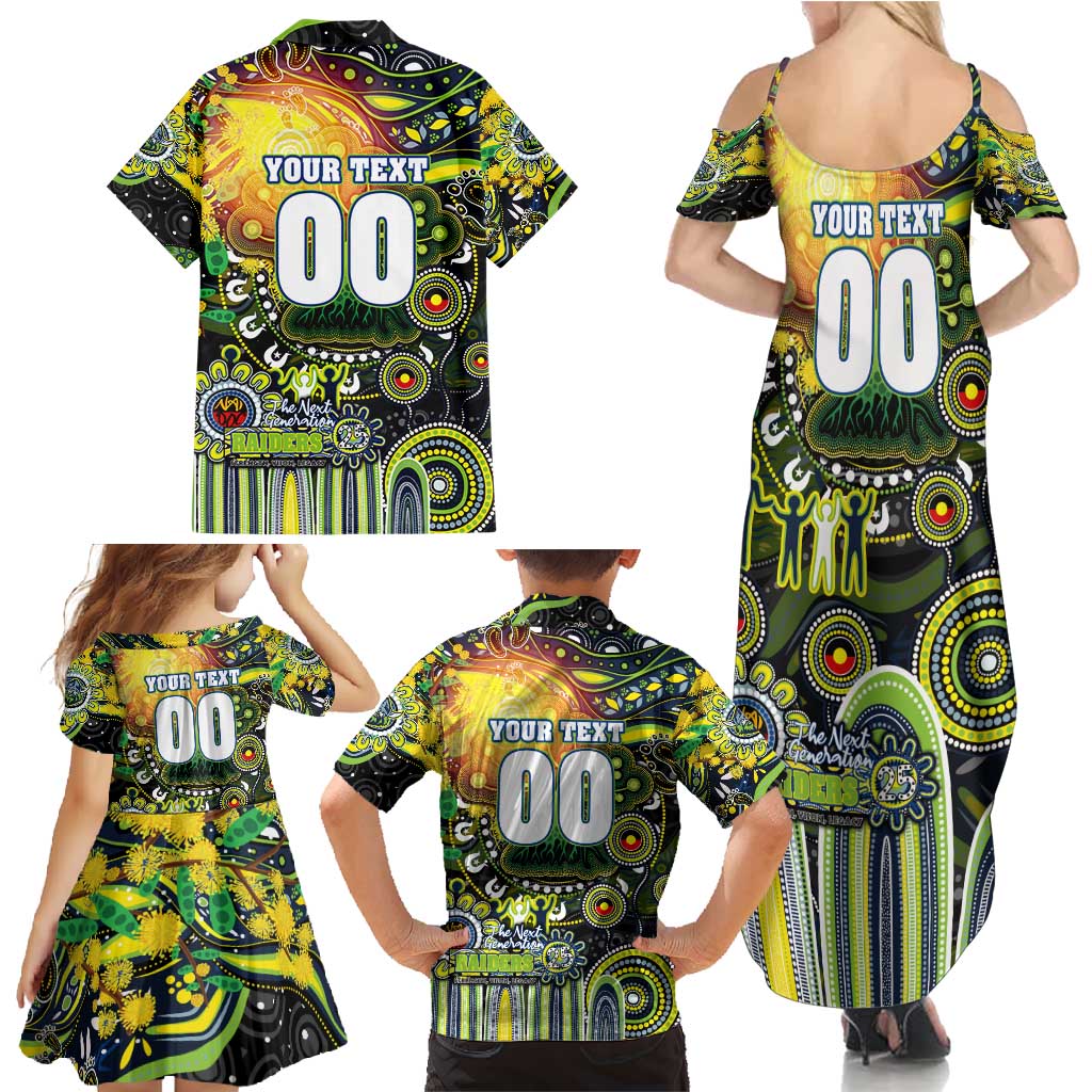 Personalised NAIDOC Week 2025 Raiders Rugby Family Matching Summer Maxi Dress and Hawaiian Shirt Aboriginal Dot Painting