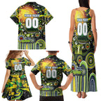 Personalised NAIDOC Week 2025 Raiders Rugby Family Matching Tank Maxi Dress and Hawaiian Shirt Aboriginal Dot Painting