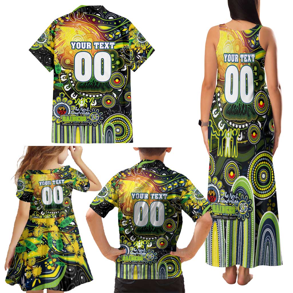 Personalised NAIDOC Week 2025 Raiders Rugby Family Matching Tank Maxi Dress and Hawaiian Shirt Aboriginal Dot Painting