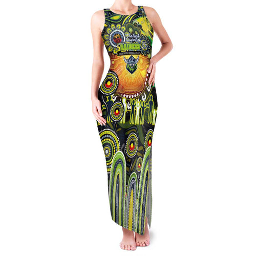 Personalised NAIDOC Week 2025 Raiders Rugby Family Matching Tank Maxi Dress and Hawaiian Shirt Aboriginal Dot Painting