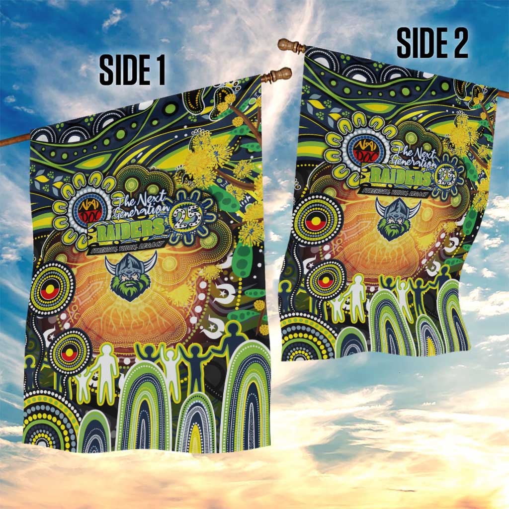 NAIDOC Week 2025 Raiders Rugby Garden Flag Aboriginal Dot Painting
