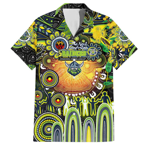 Personalised NAIDOC Week 2025 Raiders Rugby Hawaiian Shirt Aboriginal Dot Painting