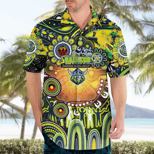 Personalised NAIDOC Week 2025 Raiders Rugby Hawaiian Shirt Aboriginal Dot Painting