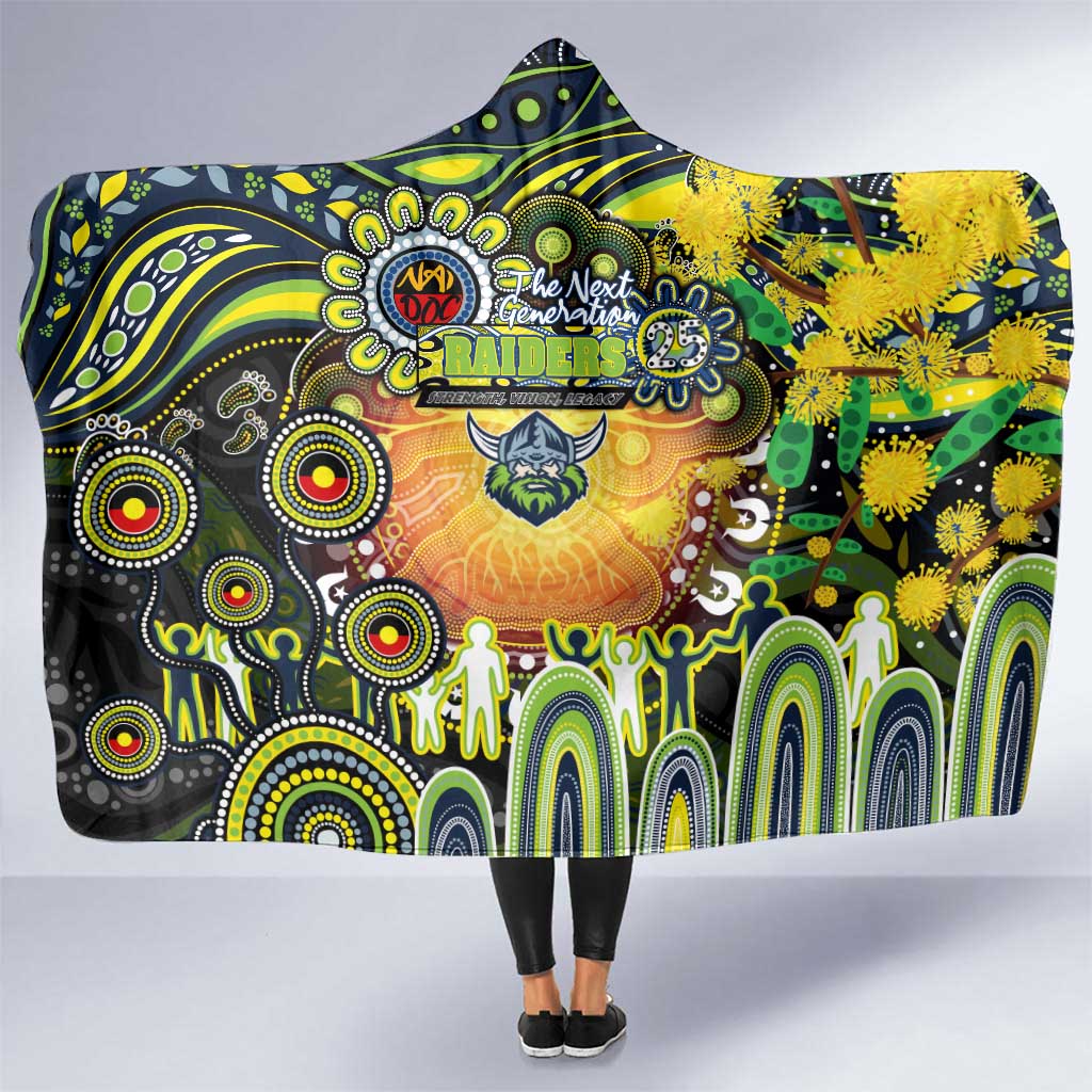 NAIDOC Week 2025 Raiders Rugby Hooded Blanket Aboriginal Dot Painting