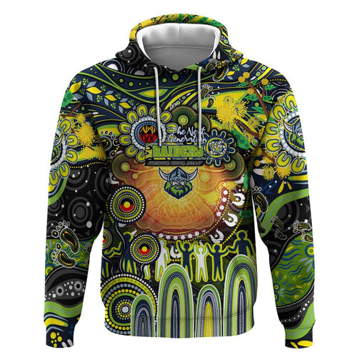 Personalised NAIDOC Week 2025 Raiders Rugby Hoodie Aboriginal Dot Painting