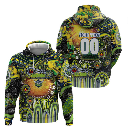 Personalised NAIDOC Week 2025 Raiders Rugby Hoodie Aboriginal Dot Painting