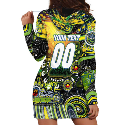 Personalised NAIDOC Week 2025 Raiders Rugby Hoodie Dress Aboriginal Dot Painting