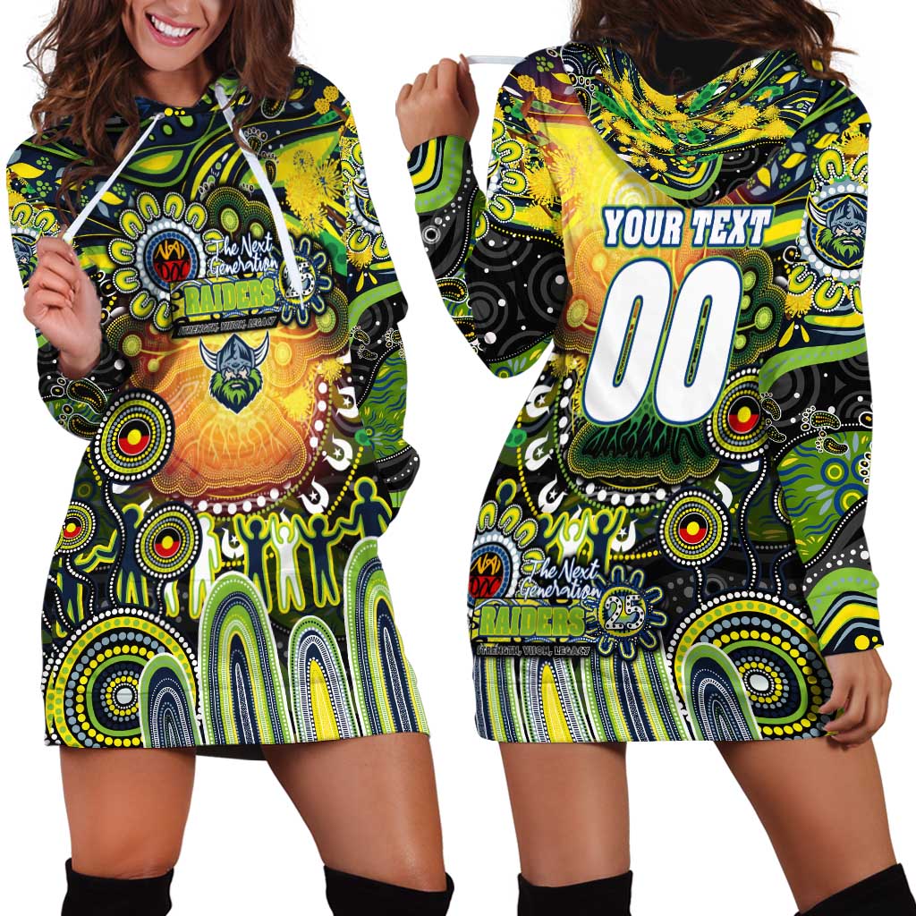 Personalised NAIDOC Week 2025 Raiders Rugby Hoodie Dress Aboriginal Dot Painting