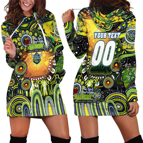 Personalised NAIDOC Week 2025 Raiders Rugby Hoodie Dress Aboriginal Dot Painting