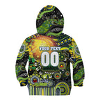 Personalised NAIDOC Week 2025 Raiders Rugby Kid Hoodie Aboriginal Dot Painting