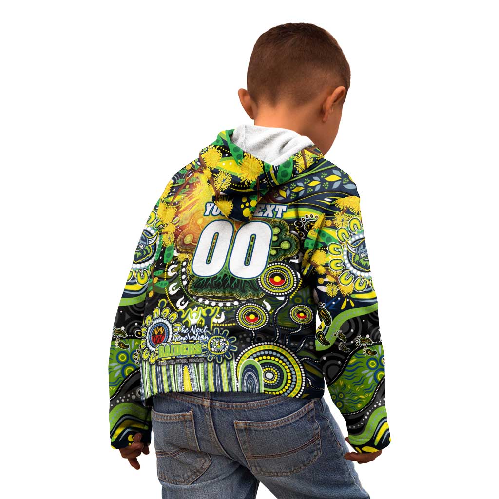 Personalised NAIDOC Week 2025 Raiders Rugby Kid Hoodie Aboriginal Dot Painting