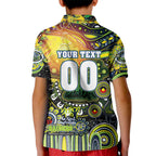 Personalised NAIDOC Week 2025 Raiders Rugby Kid Polo Shirt Aboriginal Dot Painting
