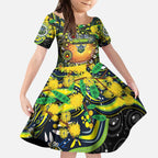 Personalised NAIDOC Week 2025 Raiders Rugby Kid Short Sleeve Dress Aboriginal Dot Painting