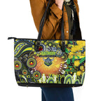 NAIDOC Week 2025 Raiders Rugby Leather Tote Bag Aboriginal Dot Painting