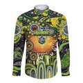 Personalised NAIDOC Week 2025 Raiders Rugby Long Sleeve Button Shirt Aboriginal Dot Painting