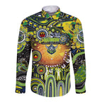 Personalised NAIDOC Week 2025 Raiders Rugby Long Sleeve Button Shirt Aboriginal Dot Painting