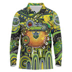 Personalised NAIDOC Week 2025 Raiders Rugby Long Sleeve Polo Shirt Aboriginal Dot Painting