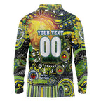 Personalised NAIDOC Week 2025 Raiders Rugby Long Sleeve Polo Shirt Aboriginal Dot Painting