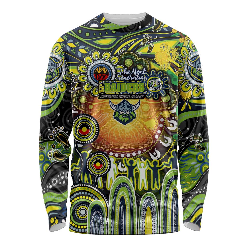Personalised NAIDOC Week 2025 Raiders Rugby Long Sleeve Shirt Aboriginal Dot Painting