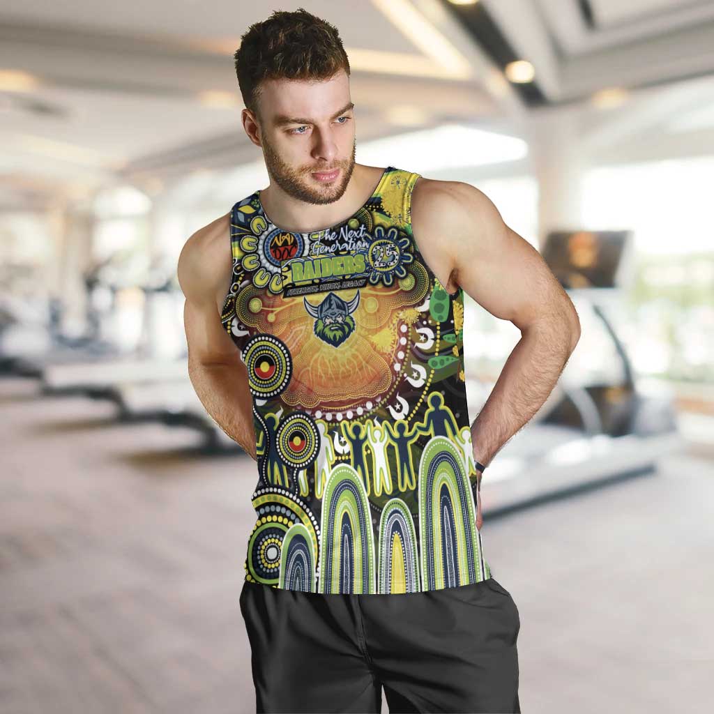 Personalised NAIDOC Week 2025 Raiders Rugby Men Tank Top Aboriginal Dot Painting