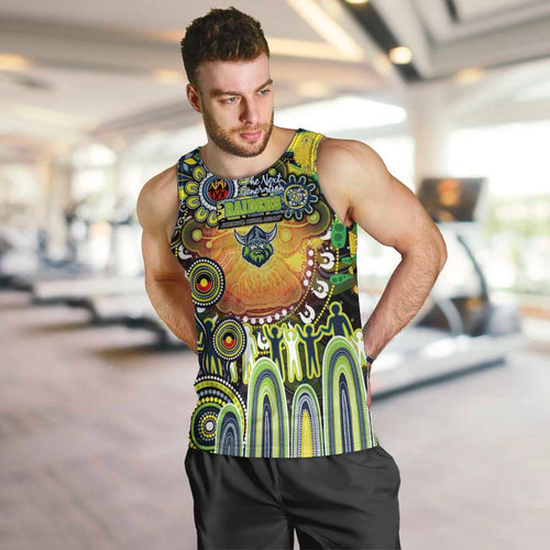 Personalised NAIDOC Week 2025 Raiders Rugby Men Tank Top Aboriginal Dot Painting
