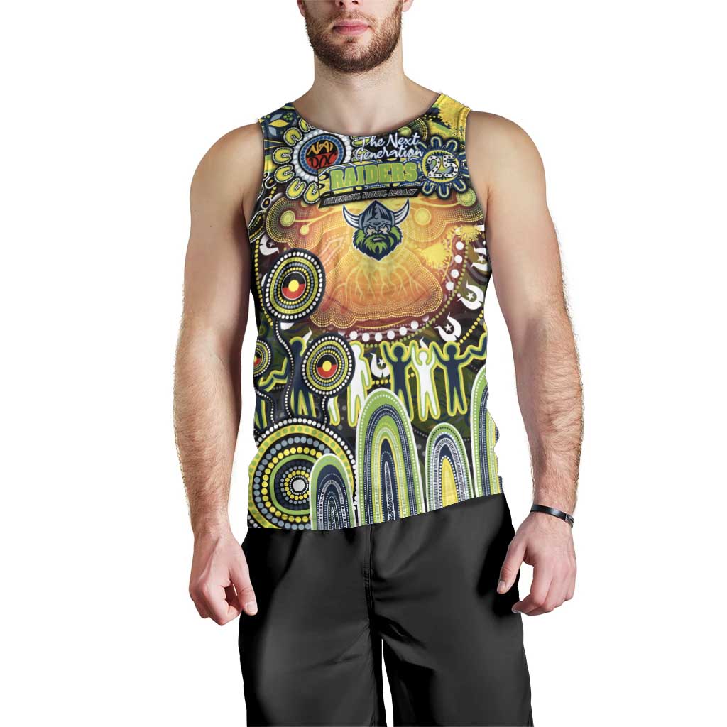 Personalised NAIDOC Week 2025 Raiders Rugby Men Tank Top Aboriginal Dot Painting