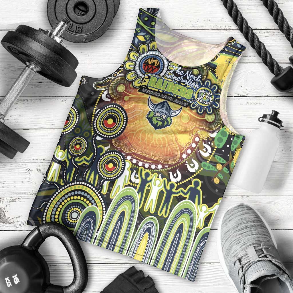 Personalised NAIDOC Week 2025 Raiders Rugby Men Tank Top Aboriginal Dot Painting