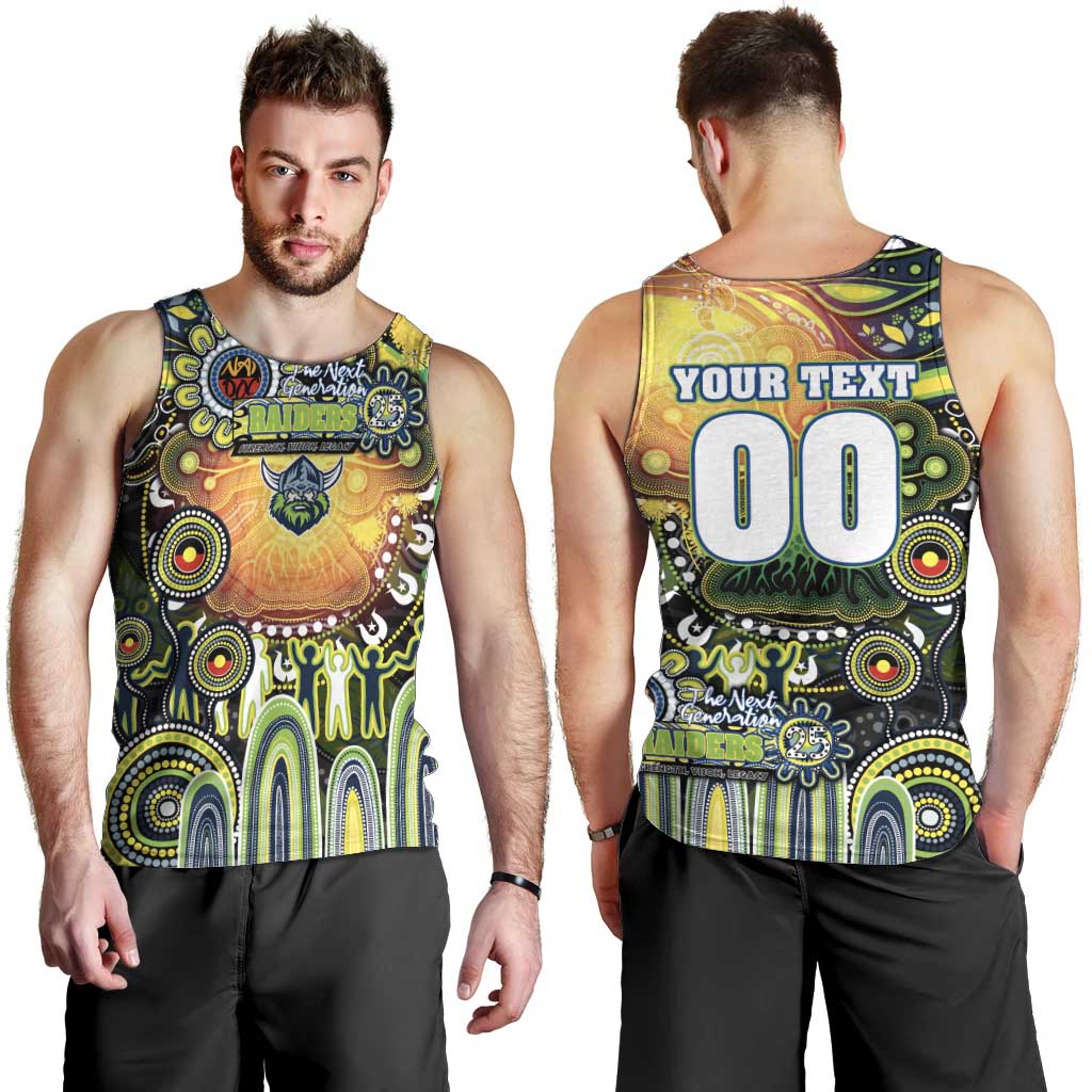 Personalised NAIDOC Week 2025 Raiders Rugby Men Tank Top Aboriginal Dot Painting