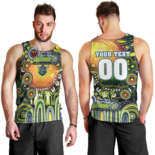 Personalised NAIDOC Week 2025 Raiders Rugby Men Tank Top Aboriginal Dot Painting