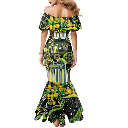 Personalised NAIDOC Week 2025 Raiders Rugby Mermaid Dress Aboriginal Dot Painting