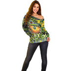 Personalised NAIDOC Week 2025 Raiders Rugby Off Shoulder Sweater Aboriginal Dot Painting
