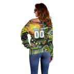 Personalised NAIDOC Week 2025 Raiders Rugby Off Shoulder Sweater Aboriginal Dot Painting