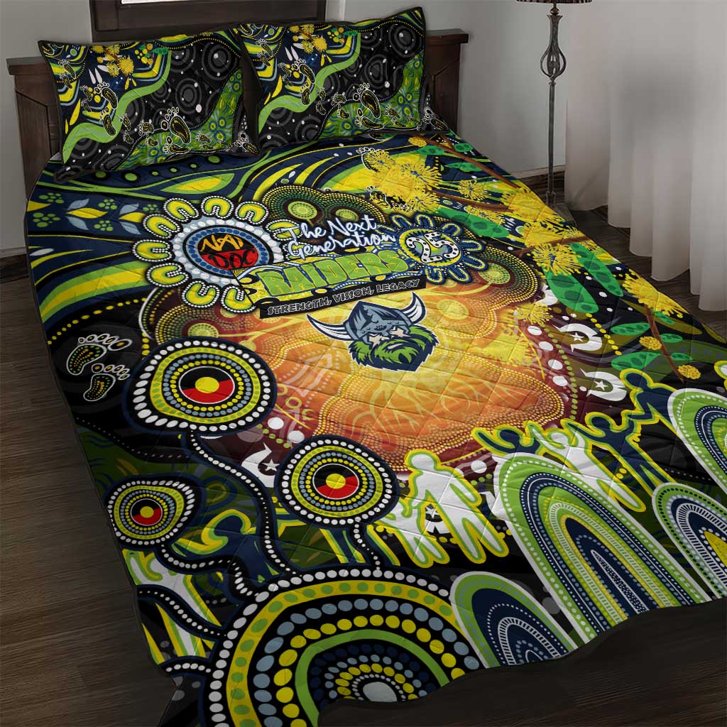 NAIDOC Week 2025 Raiders Rugby Quilt Bed Set Aboriginal Dot Painting