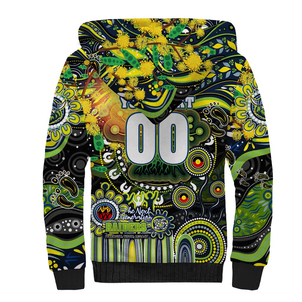 Personalised NAIDOC Week 2025 Raiders Rugby Sherpa Hoodie Aboriginal Dot Painting