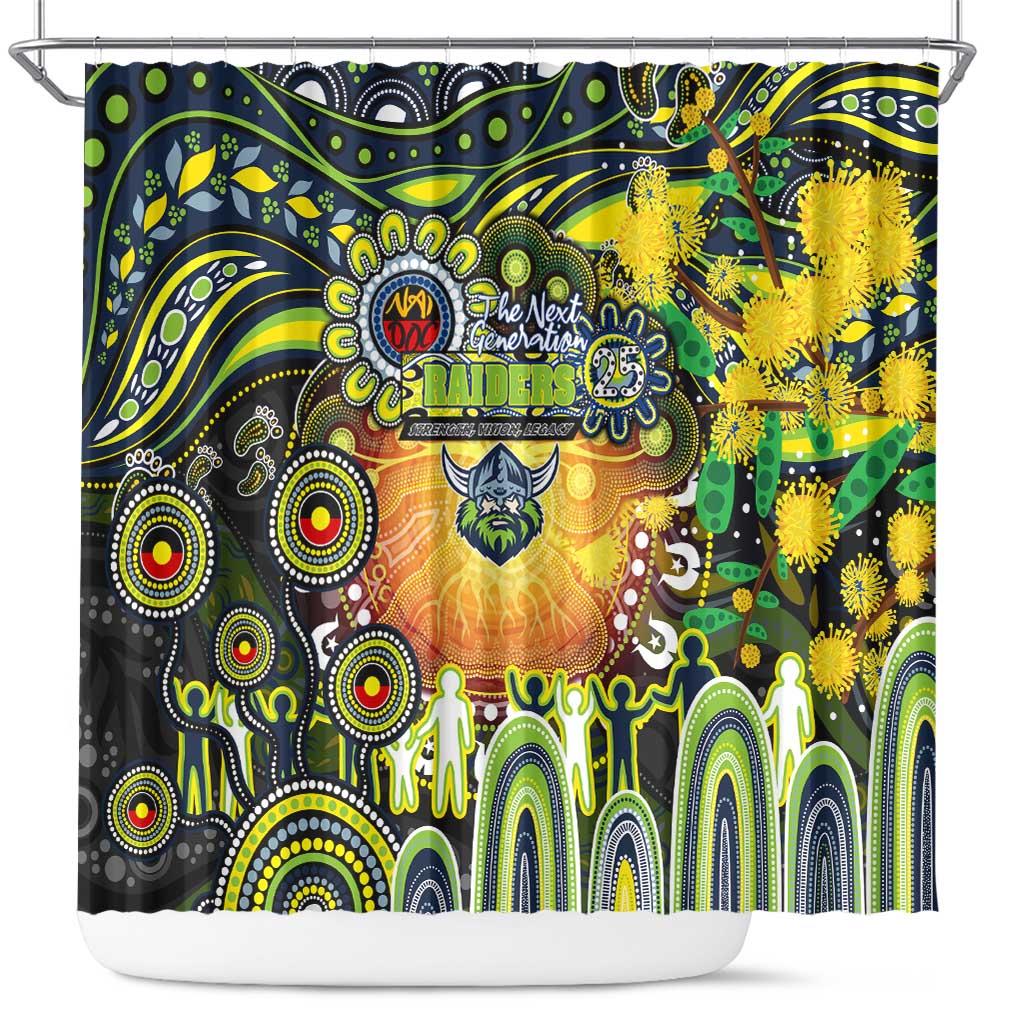 NAIDOC Week 2025 Raiders Rugby Shower Curtain Aboriginal Dot Painting
