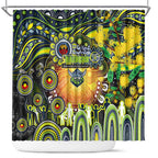 NAIDOC Week 2025 Raiders Rugby Shower Curtain Aboriginal Dot Painting