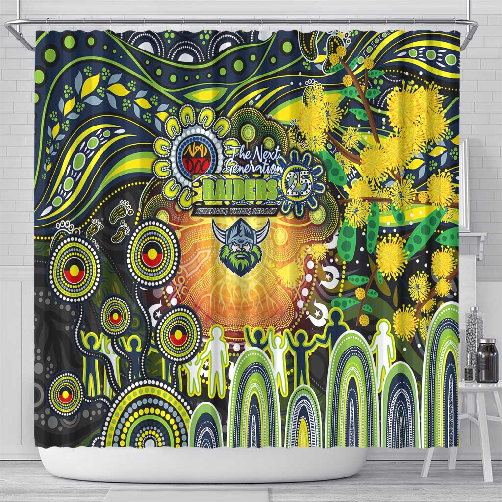 NAIDOC Week 2025 Raiders Rugby Shower Curtain Aboriginal Dot Painting