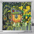 NAIDOC Week 2025 Raiders Rugby Shower Curtain Aboriginal Dot Painting