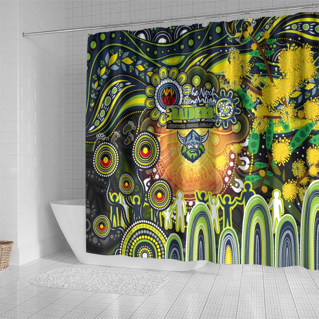 NAIDOC Week 2025 Raiders Rugby Shower Curtain Aboriginal Dot Painting