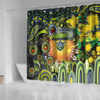 NAIDOC Week 2025 Raiders Rugby Shower Curtain Aboriginal Dot Painting