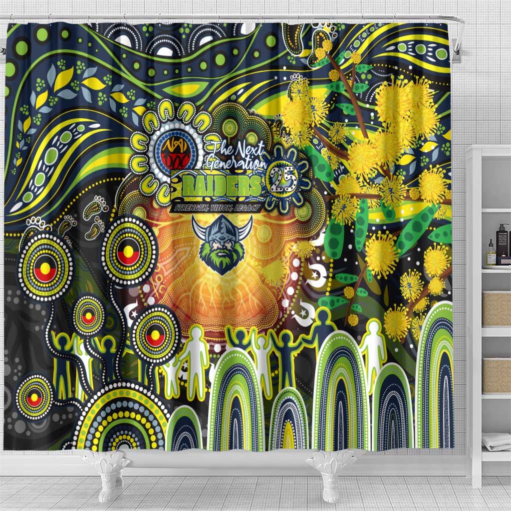 NAIDOC Week 2025 Raiders Rugby Shower Curtain Aboriginal Dot Painting