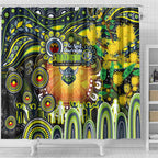NAIDOC Week 2025 Raiders Rugby Shower Curtain Aboriginal Dot Painting