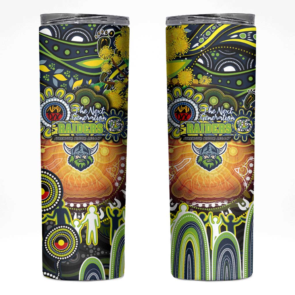 NAIDOC Week 2025 Raiders Rugby Skinny Tumbler Aboriginal Dot Painting