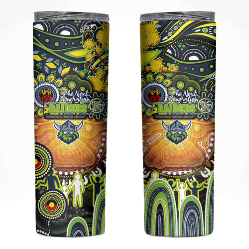 NAIDOC Week 2025 Raiders Rugby Skinny Tumbler Aboriginal Dot Painting
