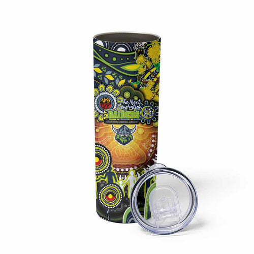 NAIDOC Week 2025 Raiders Rugby Skinny Tumbler Aboriginal Dot Painting