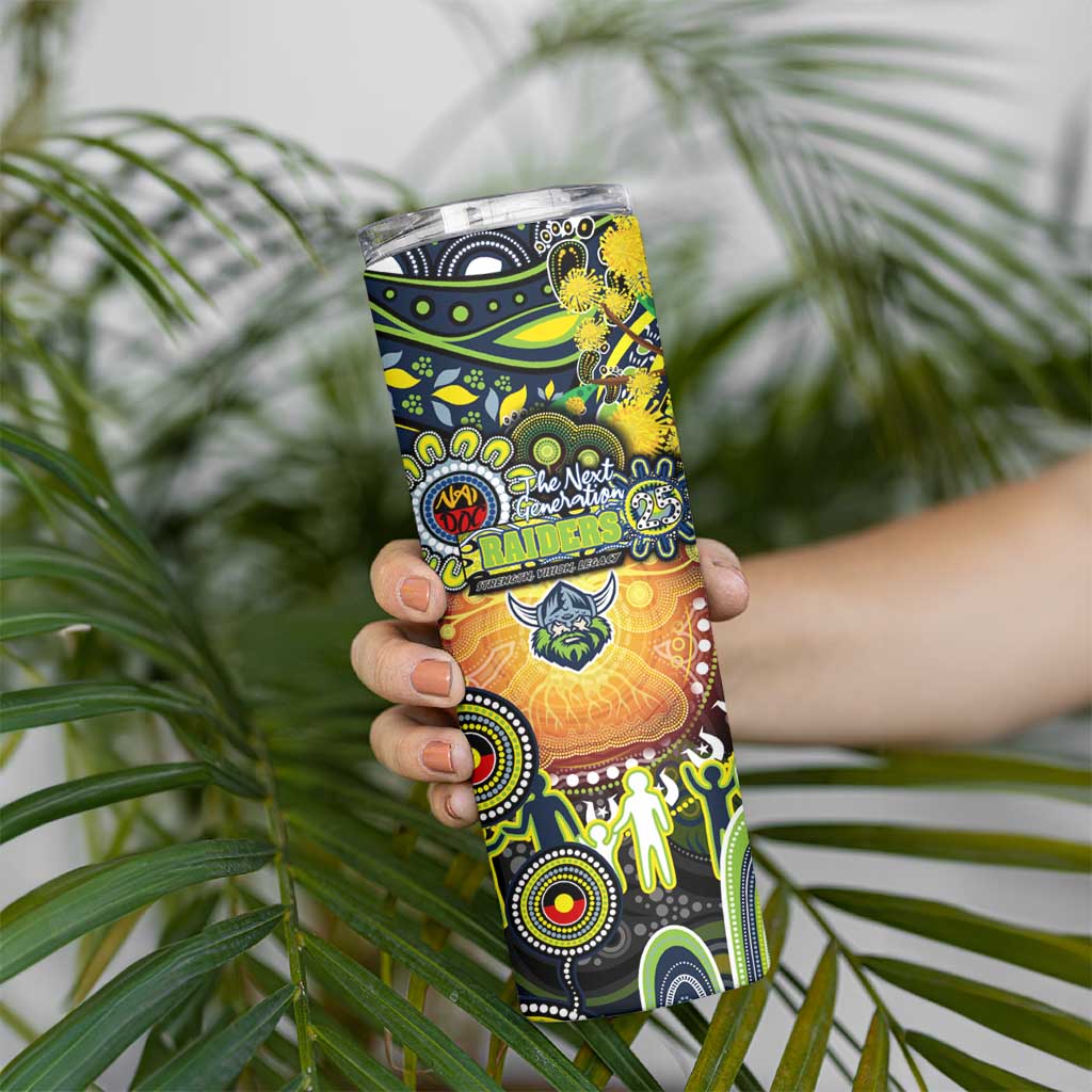 NAIDOC Week 2025 Raiders Rugby Skinny Tumbler Aboriginal Dot Painting