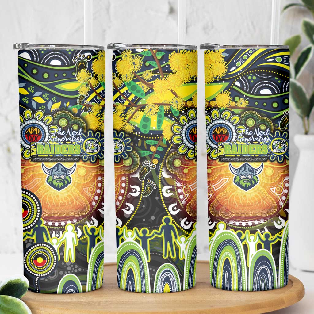 NAIDOC Week 2025 Raiders Rugby Skinny Tumbler Aboriginal Dot Painting