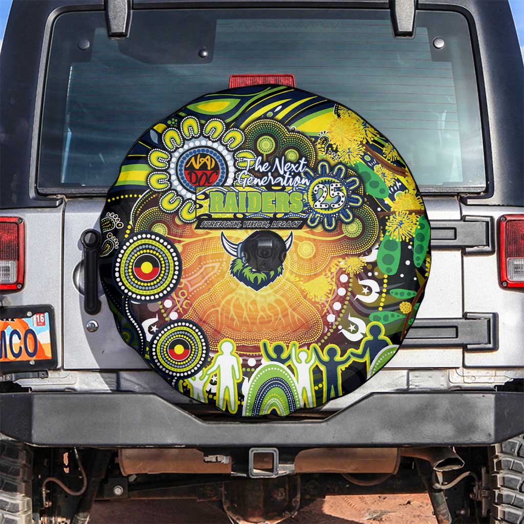 NAIDOC Week 2025 Raiders Rugby Spare Tire Cover Aboriginal Dot Painting