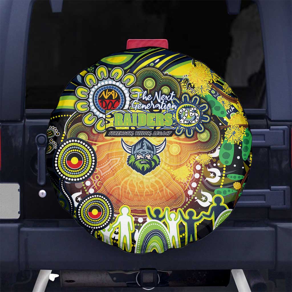 NAIDOC Week 2025 Raiders Rugby Spare Tire Cover Aboriginal Dot Painting